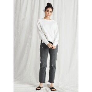 CP Shades Roxy Size Medium Oversized White Sweatshirt Pullover Cotton Casual USA